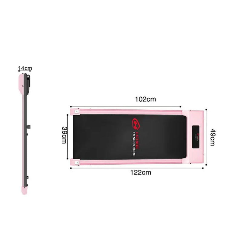 Under Desk Walking Treadmill | 1-10km/h Speeds | Remote & LED Display | Pink (No Battery).