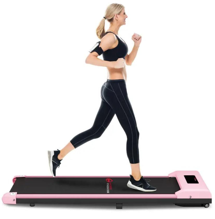 Under Desk Walking Treadmill | 1-10km/h Speeds | Remote & LED Display | Pink (No Battery).